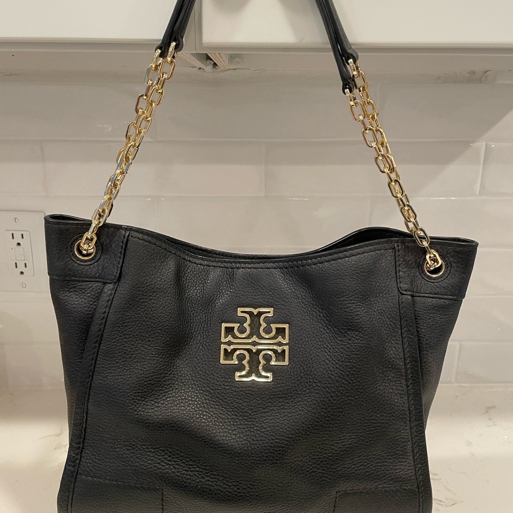Tory Burch Black Tote with Gold Accents